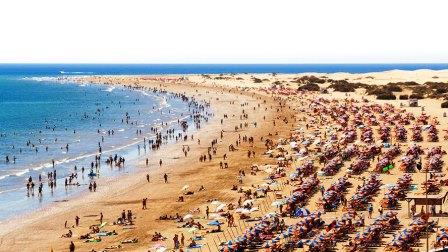 Maspalomas Beach on the Spanish Canary Island of Gran Canaria